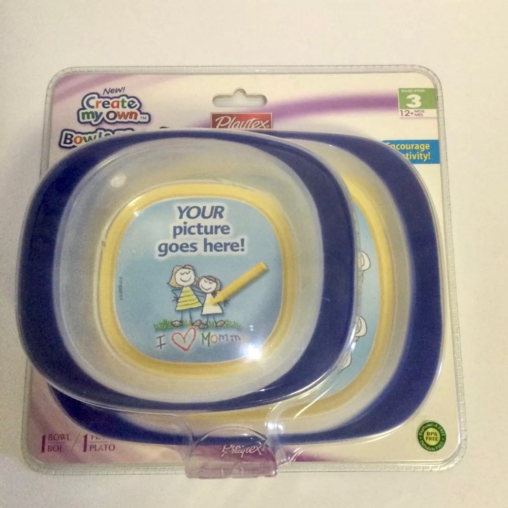 NEW Playtex Create My Own Bowl & Plate Stage 3 Blue BPA FREE